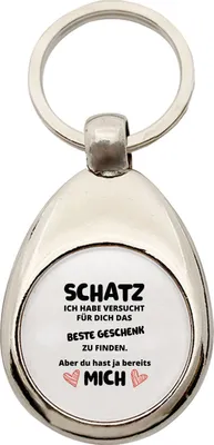 Produktbild von Huuraa Schlüsselanhänger Schatz versucht das beste Geschenk zu finden. Aber du hast mich. Metall Schlüsselring Einkaufswagenchip Geschenkidee