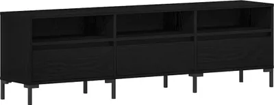 Image de vidaXL Meuble TV noir imitation chêne 150 x 30 x 44,5 cm