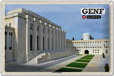 Produktbild von Blechschild Reise Genf Schweiz Völkerbundpalast 30x20cm