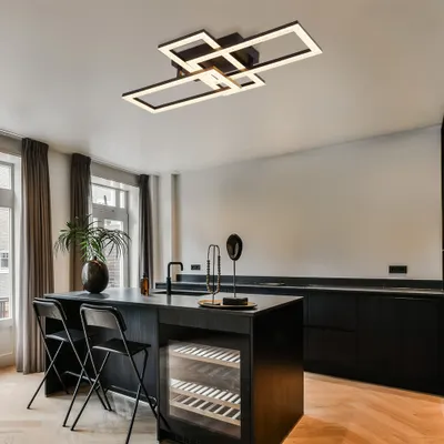 Produktbild von LED Deckenleuchte, Kristalle, Beweglich, Schwarz, L 61 cm