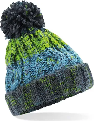 Produktbild von Beechfield B486b | Kinder Junior Corkscrew Pom Pom Beanie - Farbe: Electric Grey - Größe: One Size