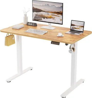 Immagine prodotto di Scrivania ergonomica regolabile - Scrivania regolabile in altezza (seduta e lavoro in piedi) - Scrivania elettrica - Scrivania con altezza regolabile