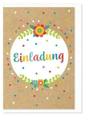 Produktbild von Einladungskarten, 5er-Set, florales Punktmotiv, Aufdruck „Einladung“