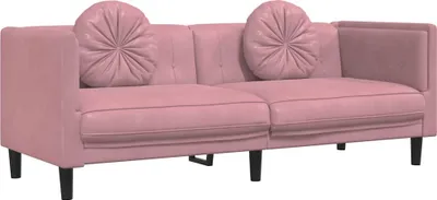 Produktbild von vidaXL Sofa mit Kissen 3-Sitzer Rosa Samt