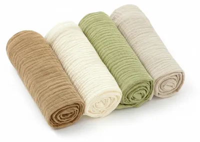 Produktbild von Räuberella Spucktücher 4er-Pack – 60x60 cm (Braun, Creme, Hellgrün, Beige)