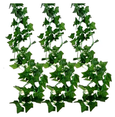 Produktbild von Künstliche Efeugirlanden 12 Stück Efeu Hängend Girlande mit 80 Blättern zum Dekorieren von Wand, Balkon, Zaun, Hochzeit, Zuhause, Party, Garten (2,2 m)
