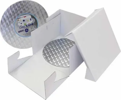 Produktbild von PME Kuchenbox mit Cake Board rund - Quadrat - Cake Box and Round Cake Board - 20 x 20 x 15 cm