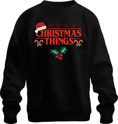 Immagine prodotto di CHRISTMAS THINGS Santa Hut Stranger Demogorgon Christmas Series Felpa Unisex Pullover, Nero, L