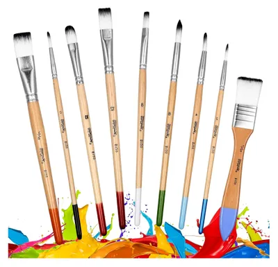 Produktbild von 9-teiliges Pinselset für Acryl- und Aquarellfarben