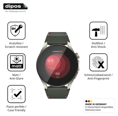 Image de 2x Protection ecrán pour Zenwatch Zenara Titanium mat Verre souple Film Protecteur 9H dipos