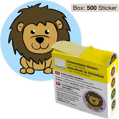 Produktbild von TimeTEX Belobigungs-Aufkleber "Löwe" in Spender-Box, 500 Stück