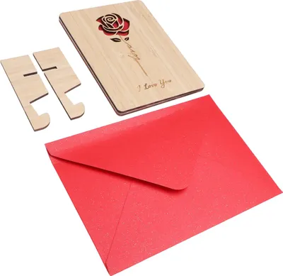 Produktbild von Romantische Liebeskarte mit roter Rose, romantische Holzkarte für Valentinstag, Jahrestag, Hochzeit, Geburtstag, für Sie, Ihn, Ehefrau, Ehemann, Freundin, Freund – ein Geschenk