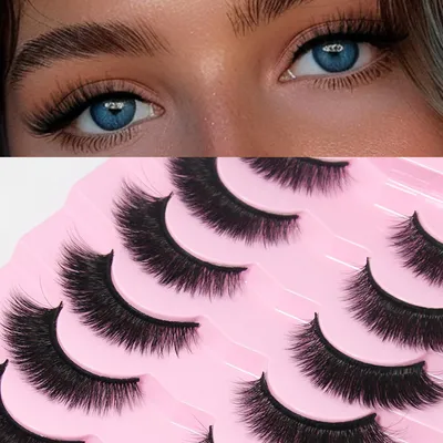 Image de Cils artificiels, 7 paires, effet 3D, en Fourrure artificielle de vison, réutilisables