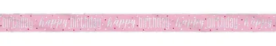 Produktbild von Banner rosa & silber Happy Birthday