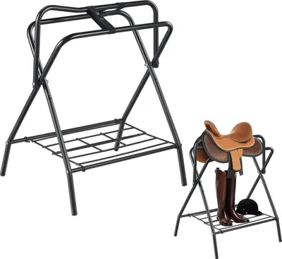 Immagine prodotto di Portaselle pieghevole, confezione da 2 Supporto indipendente per selle da cavallo, 132 libbre