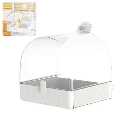 Produktbild von Hängende Badehaus Vogelkäfig,3in1 Vogelbadewanne,Schüssel,Haus Vogeltränke Schüssel Vogelkäfig Zubehör für Unzertrennliche,Finken,Sittiche,Mannikin