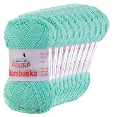 10 x 50g Häkelgarn Bambuska Sommergarn Strickgarn Baumwolle Viskose unifarben, mint