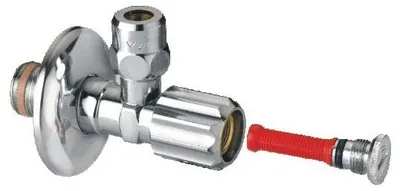 Produktbild von Cornat Eckventil mit Schmutzfang Messing verchromt, A 1/2 AG, B 3/8 IG-AG, C 10 mm