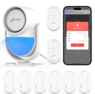Immagine prodotto di Sistema di allarme Wi-Fi per la casa - con 6 sensori per porte/finestre - allarme locale da 120 dB