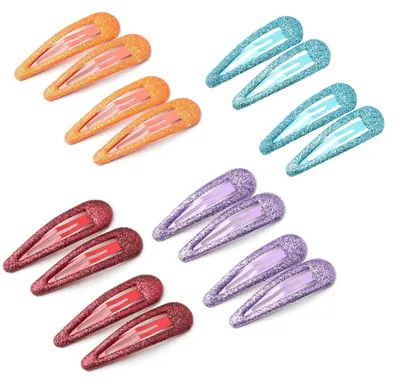 Productafbeelding van 16 haarspelden voor meisjes, kleurrijke glinsterende pailletten, kniphaakjes in snoepkleuren: blauw, rood, oranje, paars