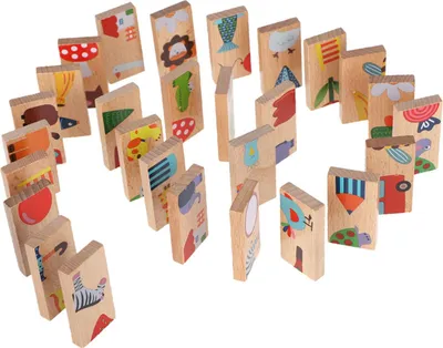 Obrázok produktu pre 28ks/set Zvieracie farebné stavebné bloky Set Drevo Puzzle Vzdelávacie hračky Detské hry