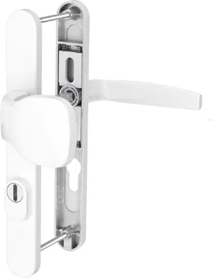 Produktbild von Schmalrahmengarnitur PZ Lochung 92mm Wechselgarnitur Haustürbeschlag Weiss RAL9016 Knopf/Drücker 55-70mm ja