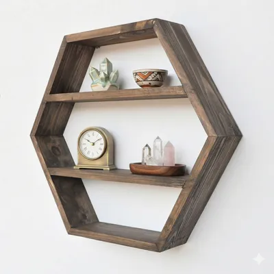 Obrázok produktu pre Skye Decor, elegantná nástenná polička z 100% masívneho dreva, 60 cm, hnedá
