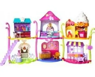 Produktbild von Barbie PETITES CLUB Spielset mit Puppe, Spielzeugstadt