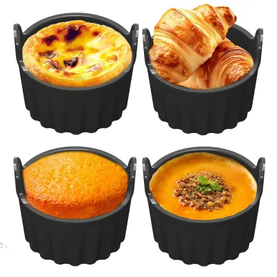 Silikonformen für Heißluftfritteuse, 4er-Set, antihaft, hitzebeständig, schwarz