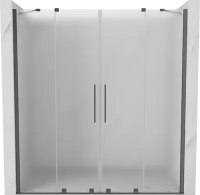 Image de Mexen Velar Duo porte de douche coulissante 200 cm, givrée, gun metal - 871-200-000-32-95