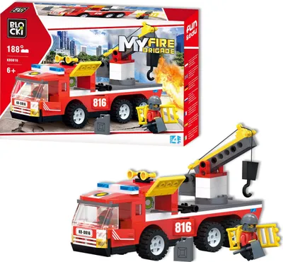 Produktbild von BLOCKI MyFirebrigade Feuerwehr Auto Kran Bausatz Spielzeug 188 Teile