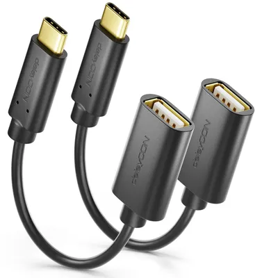 Produktbild von deleyCON USB-C auf USB-A Adapter OTG Kabel, C Stecker auf A Buchse, 2 Stück