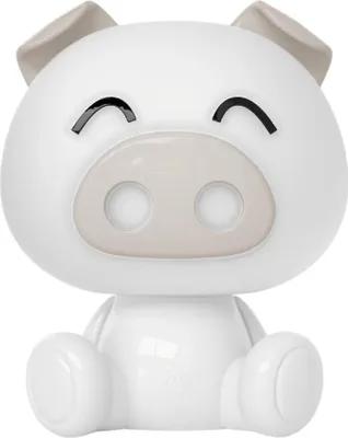 Image de Luxus Europe - Lampe de chevet pour enfant, forme cochon, blanche - Veilleuse LED sans fil pour enfants - Rechargeable par USB-C