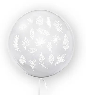Obrázok produktu pre Priehľadný balón s listami, 45 cm