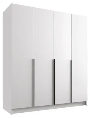 Produktbild von MIRJAN24 Kleiderschrank Santi I, Schlafzimmer, Drehtürenschrank, mit Kleiderstange, Modern, Garderobenschrank, Metallgriffe (Farbe: Weiß / Weiß + Schwarz)