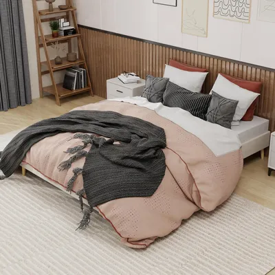 Produktbild von okwish Moderner Doppelbett 160x200 Jugendbett mit mehrstufiges Stützsystem,Bettgestell Bettrahmen ohne Kopfteil,Beige(ohne Matratze)