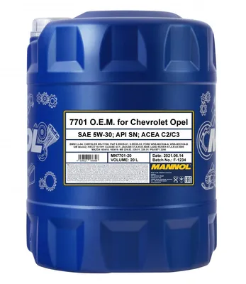 Produktbild von 20 Liter MANNOL 5W-30 O.E.M. 7701 VW 505 01 BMW Longlife-04 MB 229.52 DEXOS 2 MB 229.51 MB 229.31 Chrysler MS-11106 Fiat 9.55535-S1 Fiat 9.55535-S3 Renault RN17 Renault RN0700 Renault RN0710 PSA B71 2290 Ford WSS-M2C934-A Toyota 08880-83388 Toyota 08880-83389 Mazda 183418 Mazda 183419 STJLR.03.5005 Iveco 18-1811 SC1 Ford WSS-M2C934-B