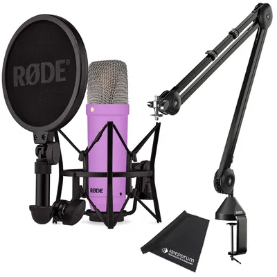 Zdjęcie produktu dla Rode NT1 Signature Purple mikrofon studyjny fioletowy z wysięgnikiem PSA1 czarny