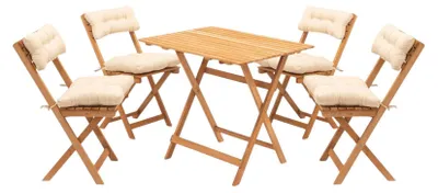 Produktbild von Dmora Outdoor Lounge Set Fanano Weiß Creme, 4 Sitze ein Tisch