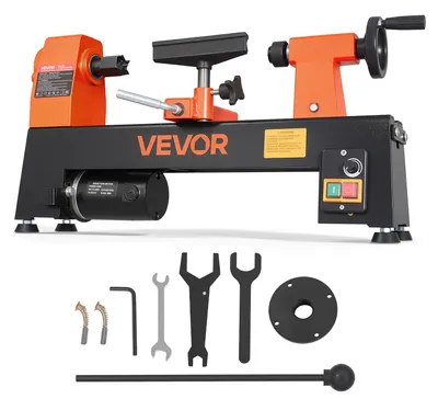 Produktbild von VEVOR Drechselbank 20 x 33 cm 1/3 PS Tischdrehbank für Weich- und Hartholz, Anfänger und Hobbybastler, mit Variabler Drehzahl (150 bis 3200 U/min), Überstromschutz und Zubehörset für Holzarbeiten