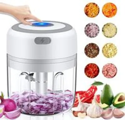 Produktbild von Elektrisch Zerkleinerer Küche,Gemüseschneider,Mini Knoblauchhacker Gemüsezerkleinerer für Knoblauch Gemüse Obst Fleisch Multizerkleinerer (Weiß)
