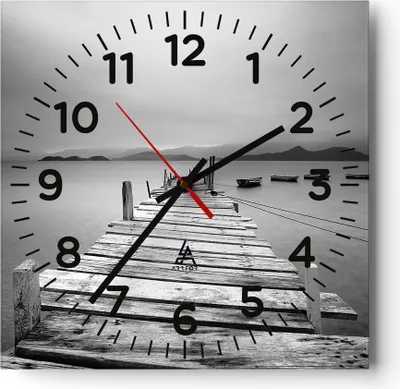 Produktbild von Wanduhr - Quadrat - Glasuhr - Brücke See - 40x40cm - Schleichendes Uhrwerk - Lautlos - zum Aufhängen bereit - Dekoration Modern - Wanddekoration aus Glas - C4AC40x40-3523