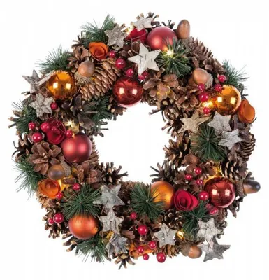 Produktbild von Idena Weihnachtskranz Ø 28 cm mit 10 warm weißen LEDs Tür- und Tisch-Dekoration