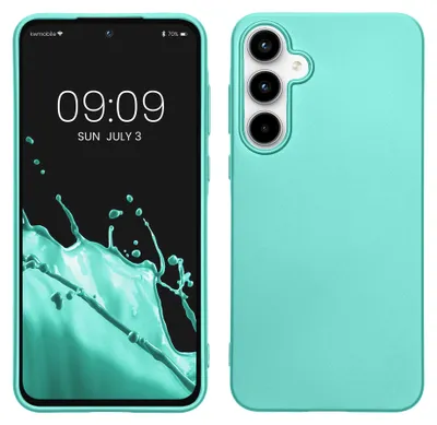 Produktbild von kwmobile Handyhülle für Samsung Galaxy A55 5G Hülle - Silikon Case metallisch schimmernd - Schutzhülle Cover - Metallic Türkis
