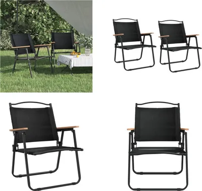 Image de vidaXL Chaises de camping 2 pcs noir 54x55x78 cm Oxford tissu - Chaise de camping - Chaise de plage - Chaise de pique-nique