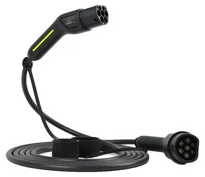 Obrázek produktu pro Nabíjecí kabel, kompatibilita typ 1 a typ 2, odolný vodotěsný design, 5 metrů, typ 2, 16 A, 3 fáze