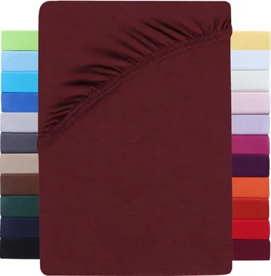 Produktbild von Jersey Spannbettlaken Wasserbett Boxspringbett 180-200x220cm Bordeaux rot