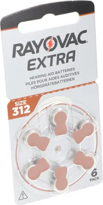 Produktbild von Rayovac Hörgerätebatterie H312MF Nr. 312 PR41 Extra Advanced, 180mAh 6 Stück im Blister