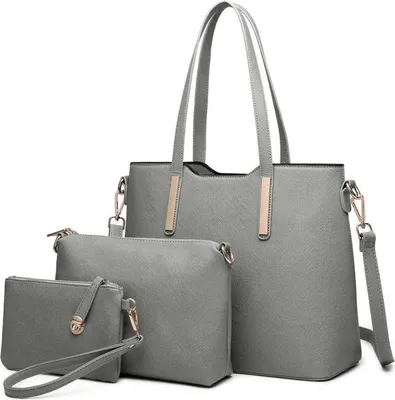Produktbild von Miss Lulu Damen Handtasche Schultertasche Tragetasche 3-teiliges Set