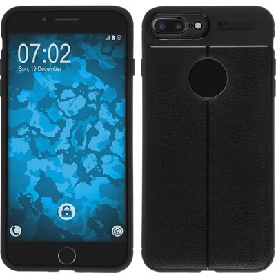 Produktbild von PhoneNatic Case kompatibel mit Apple iPhone 8 Plus - schwarz Silikon Hülle Lederoptik Cover